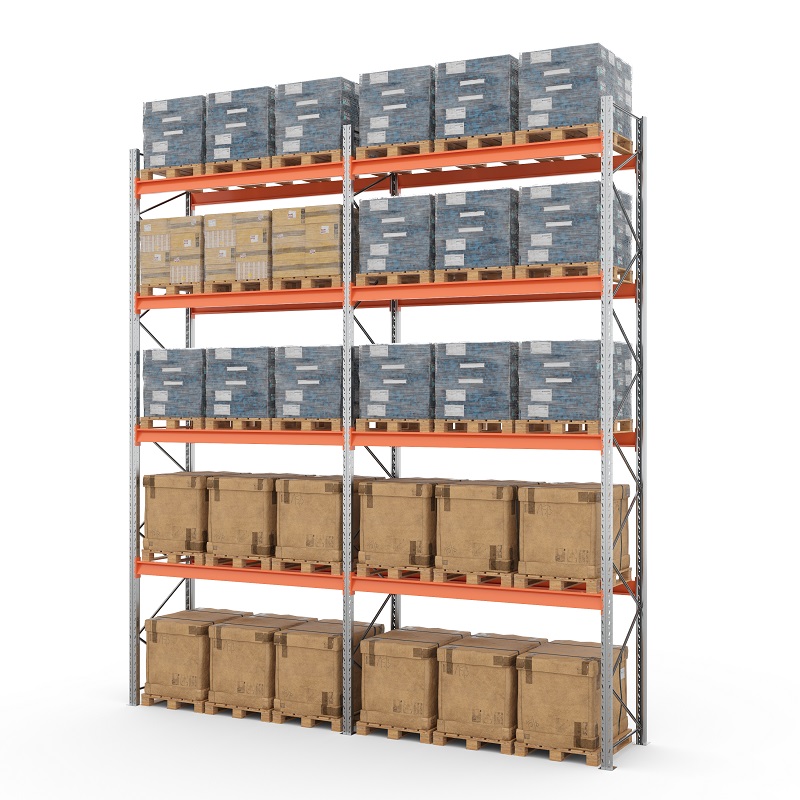 Две секции стеллажа металлического паллетного 6000х2700х1100 мм (100.1.5). Ярусы: пол+4
