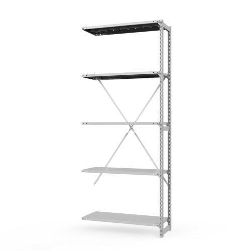 Приставная секция для металлического стеллажа ГТС Универсал, 2500x700x400 мм. Полки: метал. перф.  5 шт. (ТСУп 25070451)
