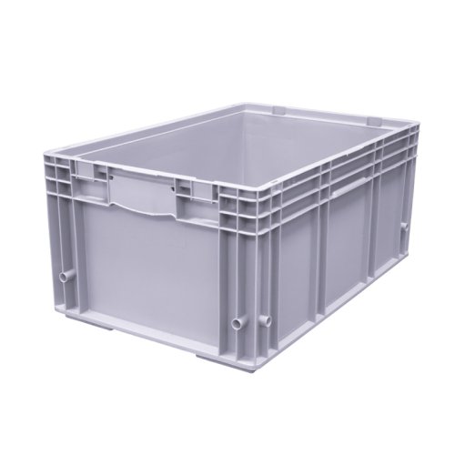 Пластиковый контейнер KLT 6280 универсальный серый, стенки сплошные, дно с отверстиями, 594х396х280 мм