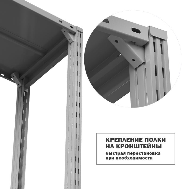 Полка ГТС Универсал с кронштейнами, 1200x400 мм., метал., до 300 кг – изображение №4