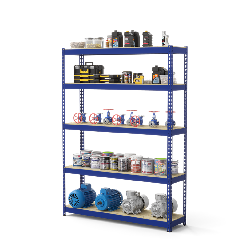 Стеллаж Профи Т (2500/1540/655), синие стяжки, 5 ярусов металл