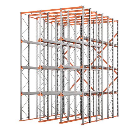 Стеллаж набивной паллетный (7000х4540х6000 мм), 3 линии, 4 яруса